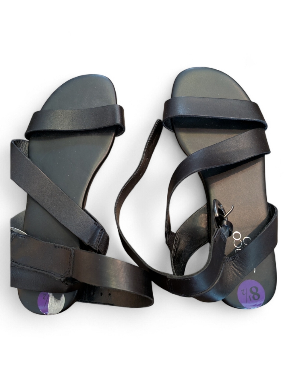 New Franco Sarto Black Leather Sandals Size 8 1/2